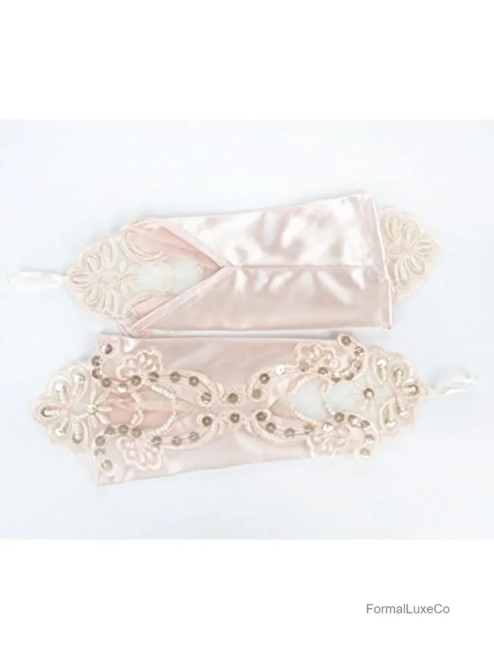 Fingerless Satin 1920s Gloves Banquet Party Elegant Lace Embroidered Bridal